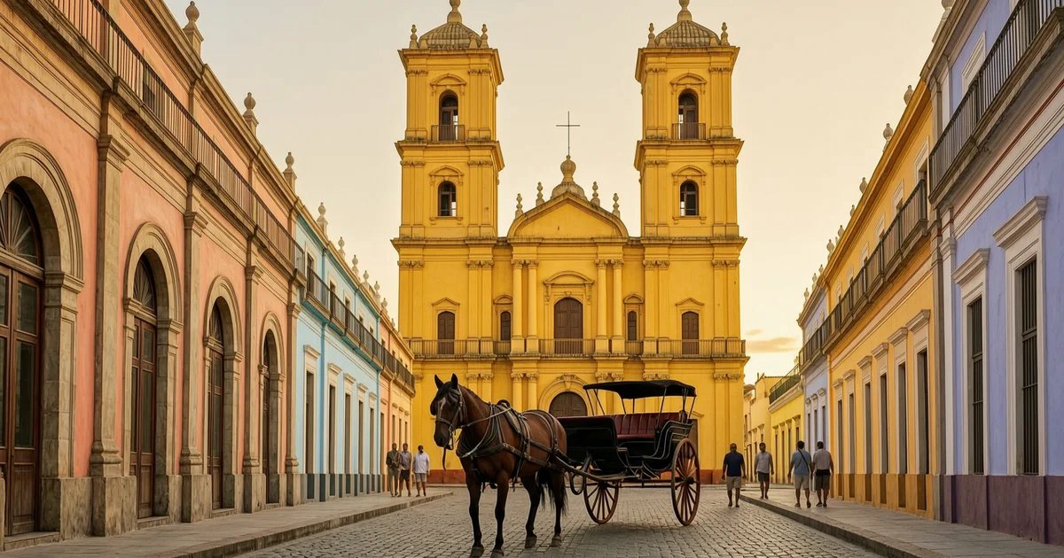 Mérida colonial street scene at golden afternoon hour