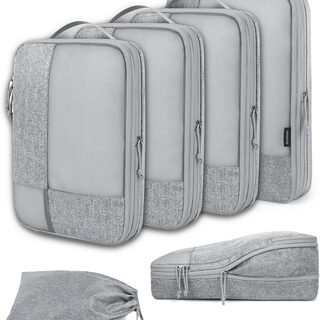 BAGSMART 6-set grey compression packing cubes with laundry bag