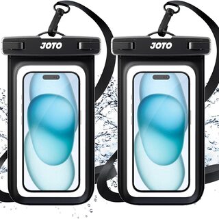 JOTO waterproof phone pouches 2-pack in black with neck lanyards