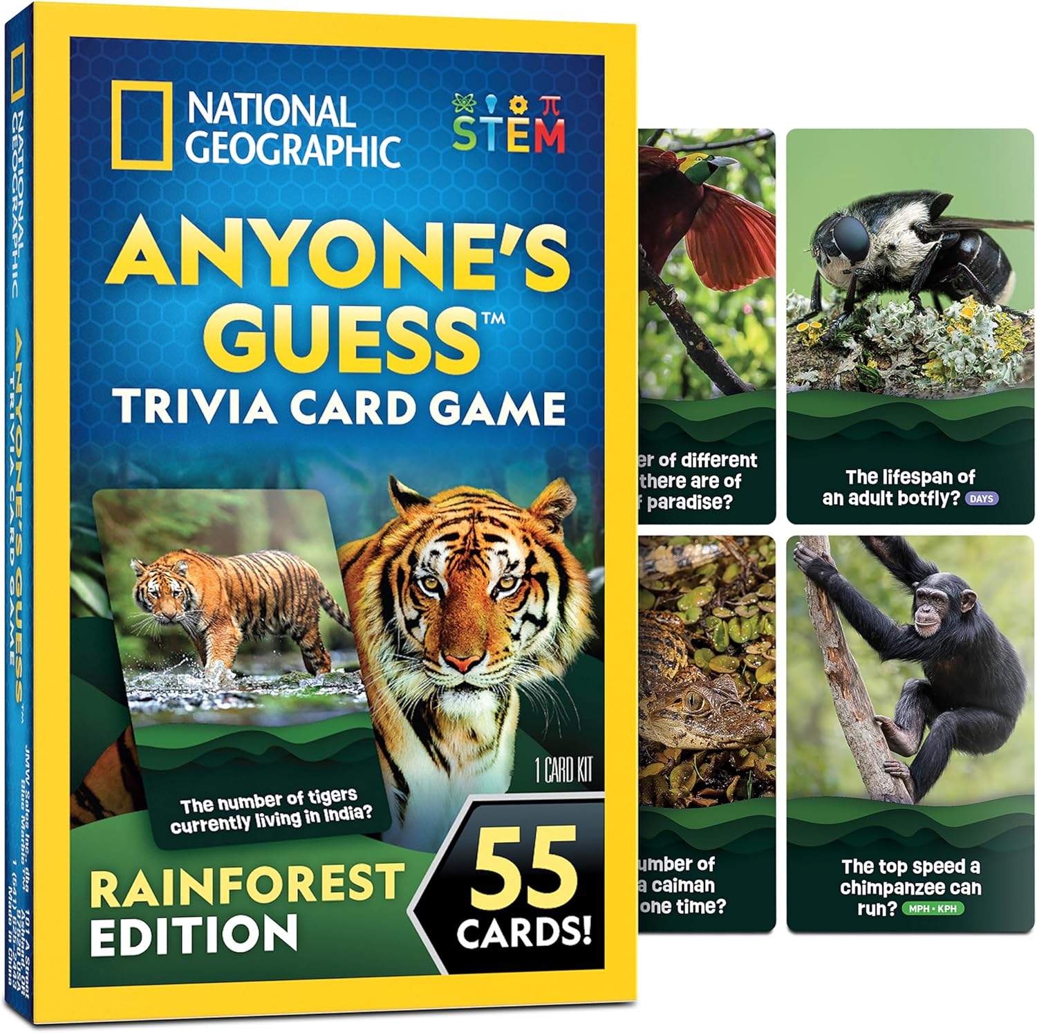 National Geographic Kids Anyone's Guess Trivia Card Game — Rainforest Edition, 55 cards