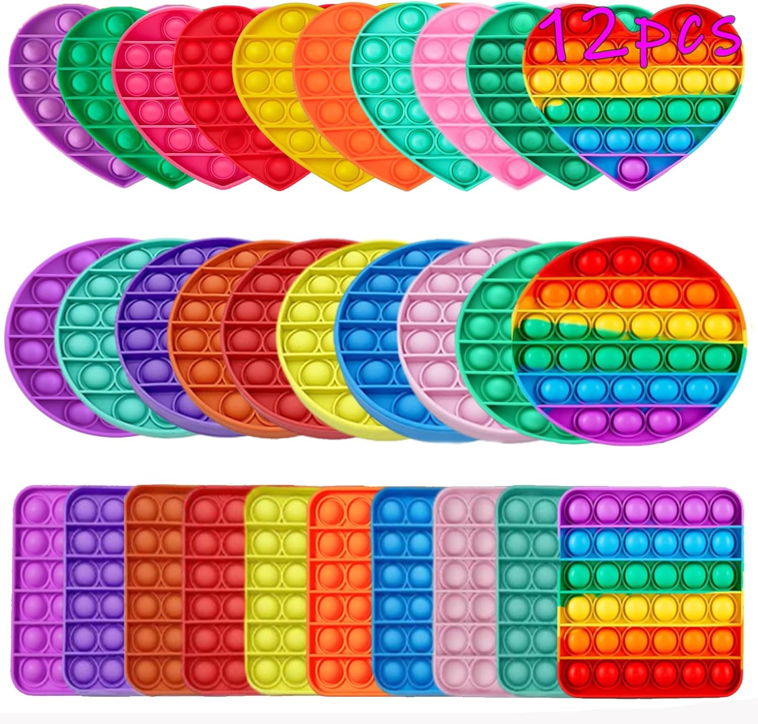 Random 12 Pcs Fidget Toys pop-it set for kids